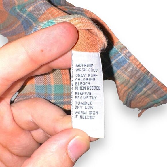 90s Orange Polo Ralph Lauren Western Pearl Snap Shirt Size M - Picture 7 of 8